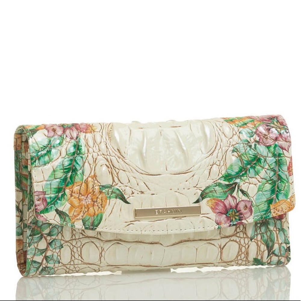 Brahmin Modern Checkbook Wallet in Ivory Tahiti - NEW